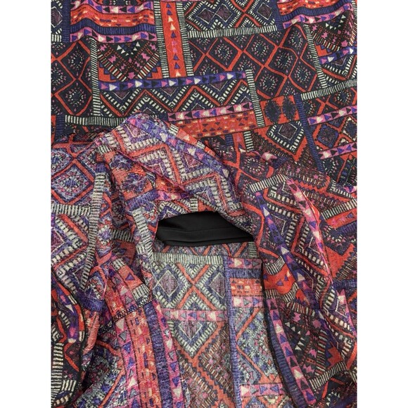 Vtg Y2K Boho tribal ethnic Geo Red Purple Mesh maxi skirt partially lined Sz. xl - Picture 4 of 10